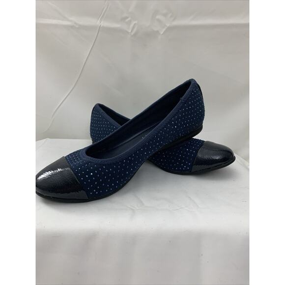Karen Scott Navy Ballet Flats Womens 6.5 Beaded Flats Slip Ons - Picture 4 of 8